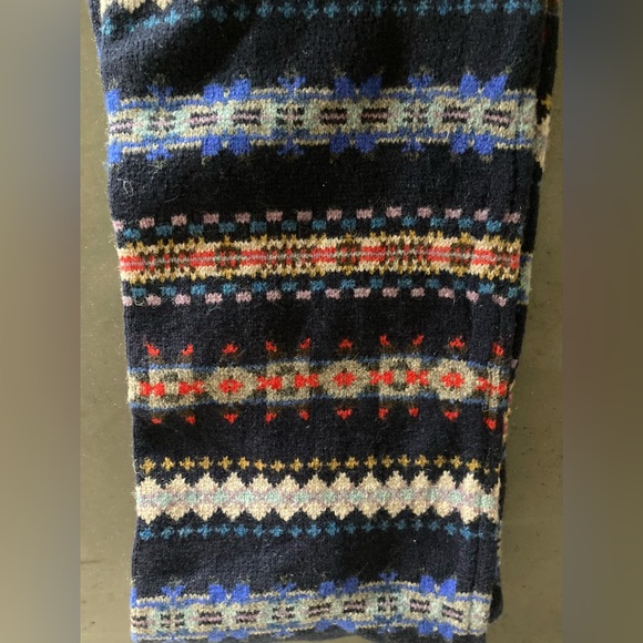 J Crew Fairisle Printed Striped Winter Scarf Blue Fair Isle Pattern Unisex - Picture 3 of 5